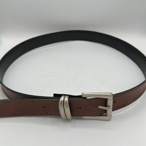 Brown belt with silver-tone hardware